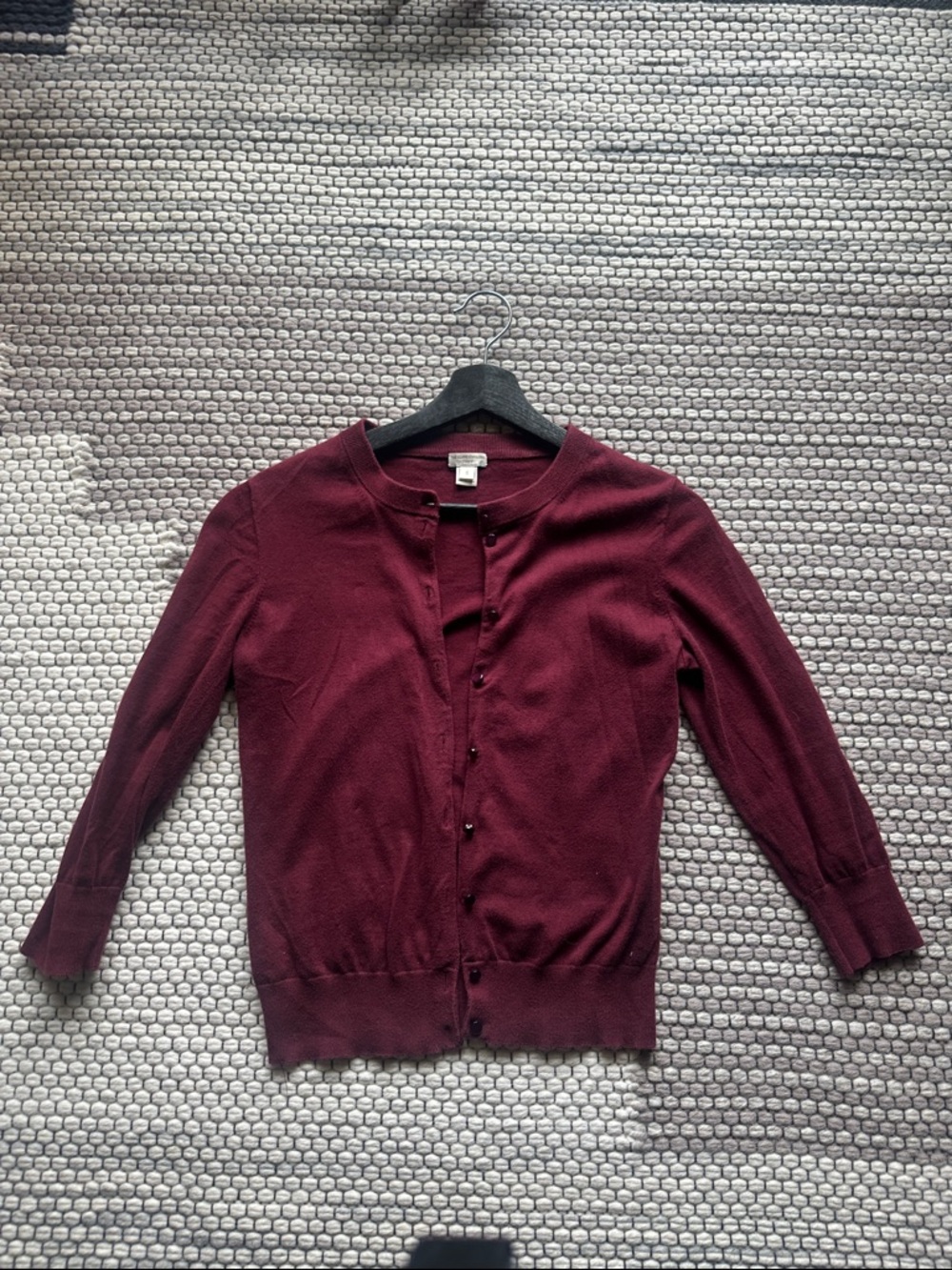 J. Crew Clare Cardigan in Deep Wine Red